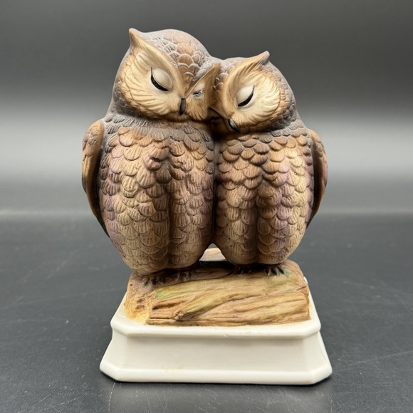 Gorham Other - Vintage Gorham Loving Owls Music Box Plays The Way We Were Owl Figurine Japan